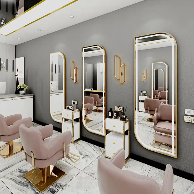 Barber and Salon LED Mirror gold