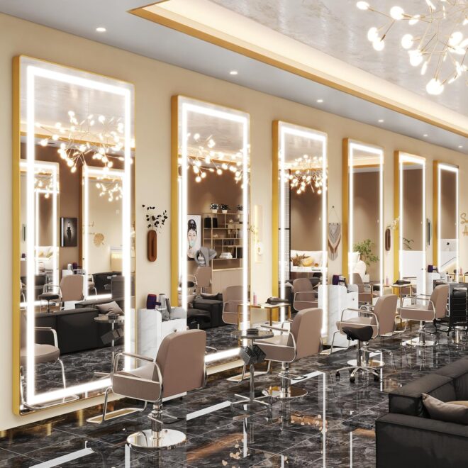 Wall Mounted Barber and Salon LED Mirror Rectangle