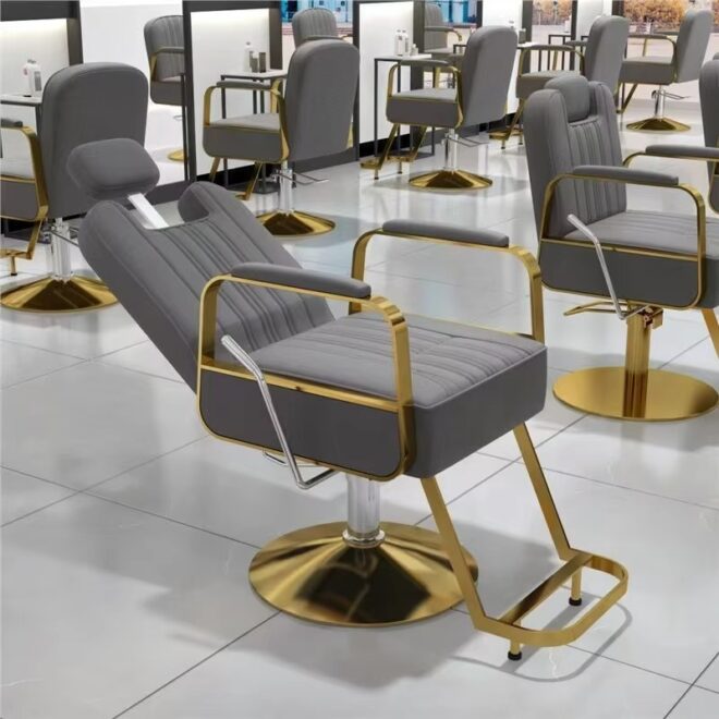 Reclining Barber Shop Chair barber Chairs Gray
